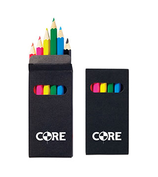CO1-JK-3665BLACK - 6-Color Wooden Pencil Set in Black Box